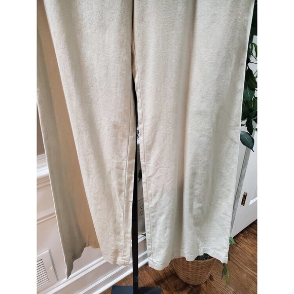 Newyork & Co. Women's Ivory Linen Mid Rise Pull On Wide Leg Dress Pant Size 14 - Picture 5 of 12